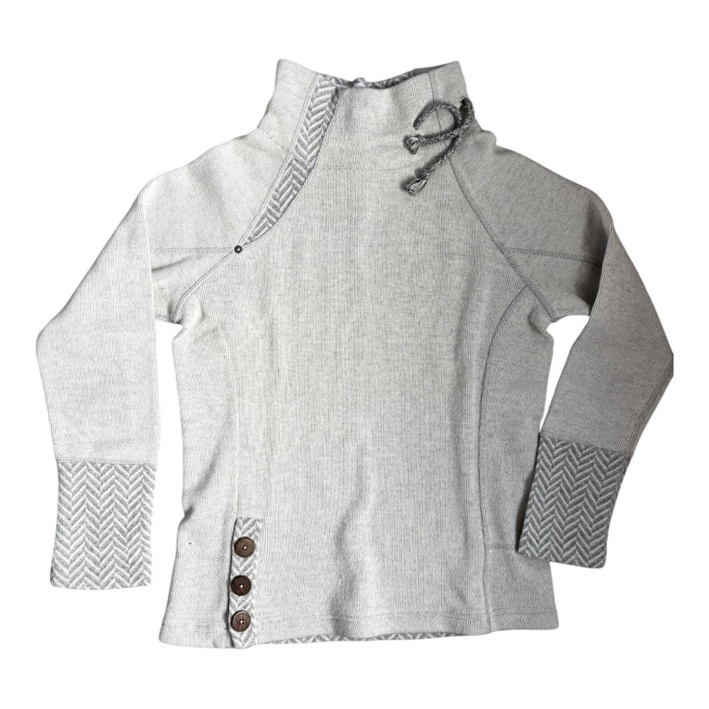 Prana The Lucia Wool Women's Natural Cream Sweater Button Accents Size M - Picture 4 of 12